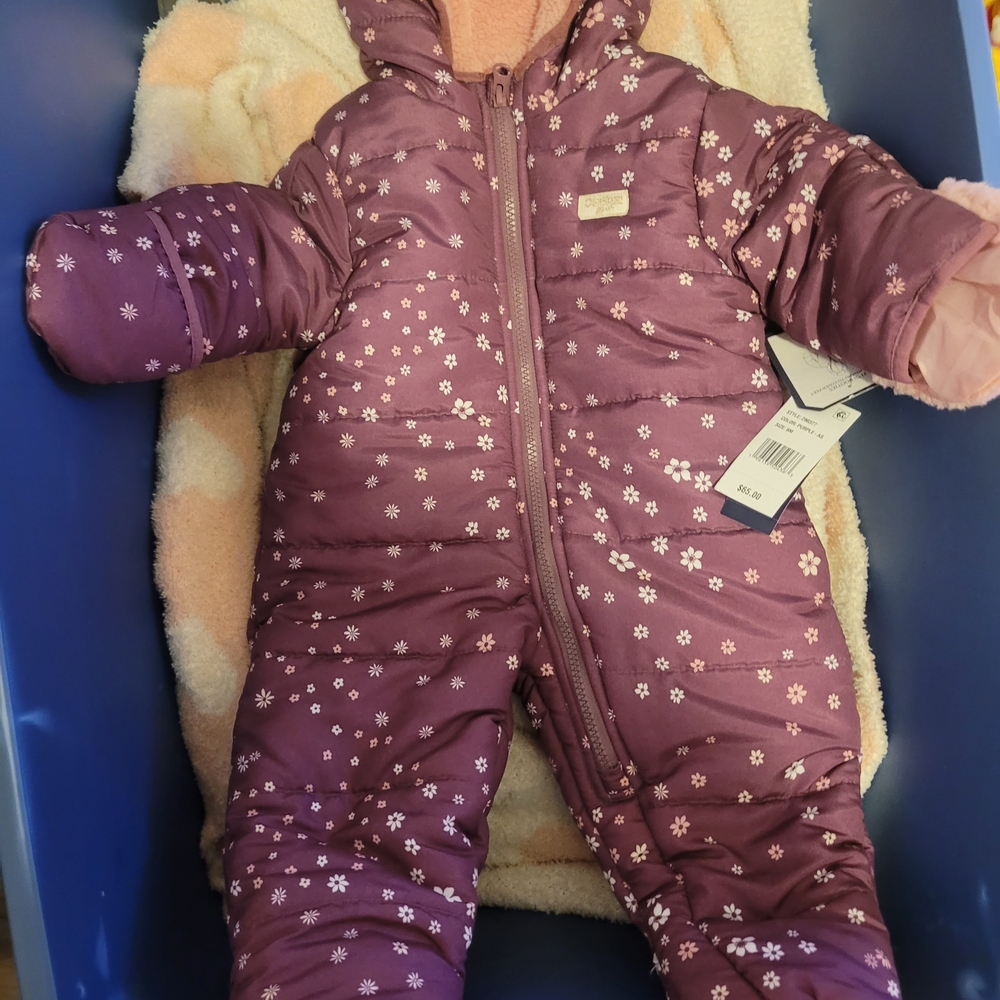 OshKosh B'gosh Plum Floral Infant Snowsuit